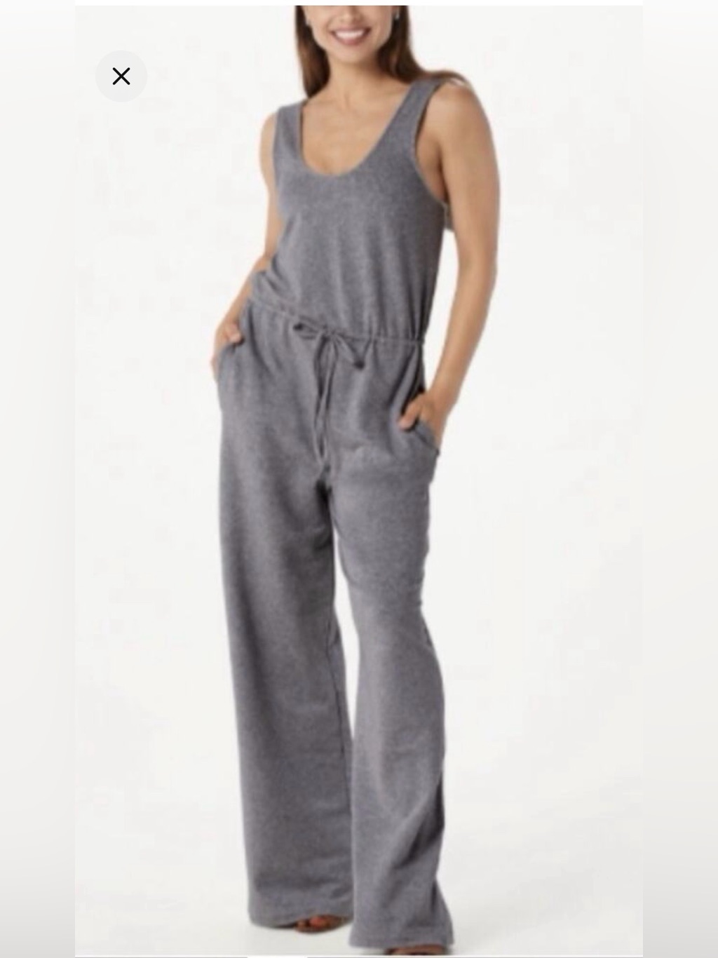 Barefoot Dreams Malibu Collection Womens Luxe Lounge Jumpsuit Wide Leg Gray 3xl